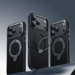 Θήκη MagSafe Μαύρη (Black) με Υφή Ανθρακονήματος (Carbon Fiber) & Περιστρεφόμενη Βάση 360° για iPhone 17 Pro Max - Image 2