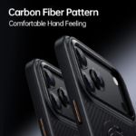 Θήκη MagSafe Μαύρη (Black) με Υφή Ανθρακονήματος (Carbon Fiber) & Περιστρεφόμενη Βάση 360° για iPhone 17 Pro Max - Image 5