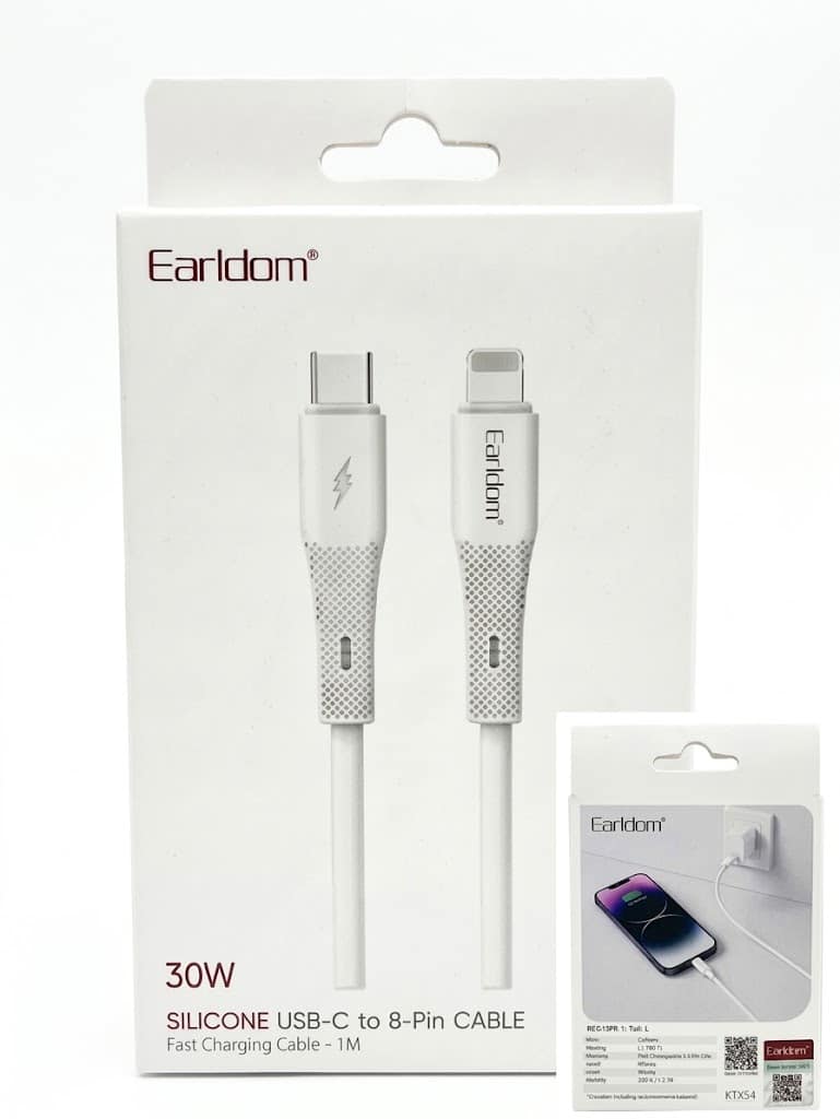 rocketfix-earldom-usb-c-to-8-pin-cable-1 Καλώδιο Φόρτισης & Μεταφοράς Δεδομένων Earldom EC-185C-L Type-C σε Lightning 30W - Image 1